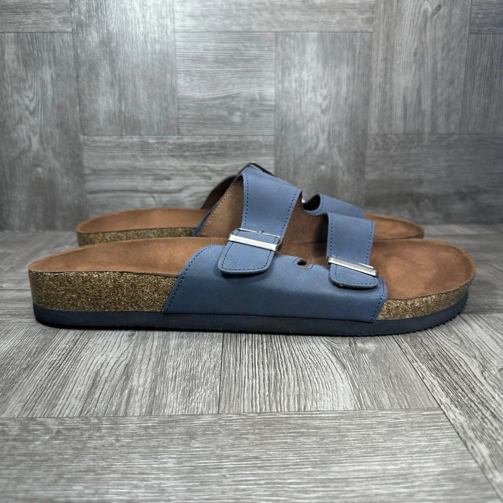 Cliffs by White Mountain Sandals Mens 12 Blue Double Strap Casual Slide NEW